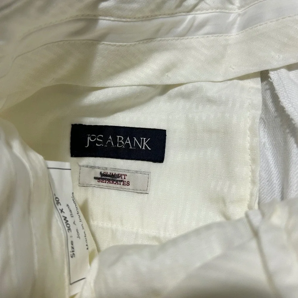 Jos A Bank Suit Set 41R 30x30 White Linen Cotton Slim Fit Separates NEW NWT